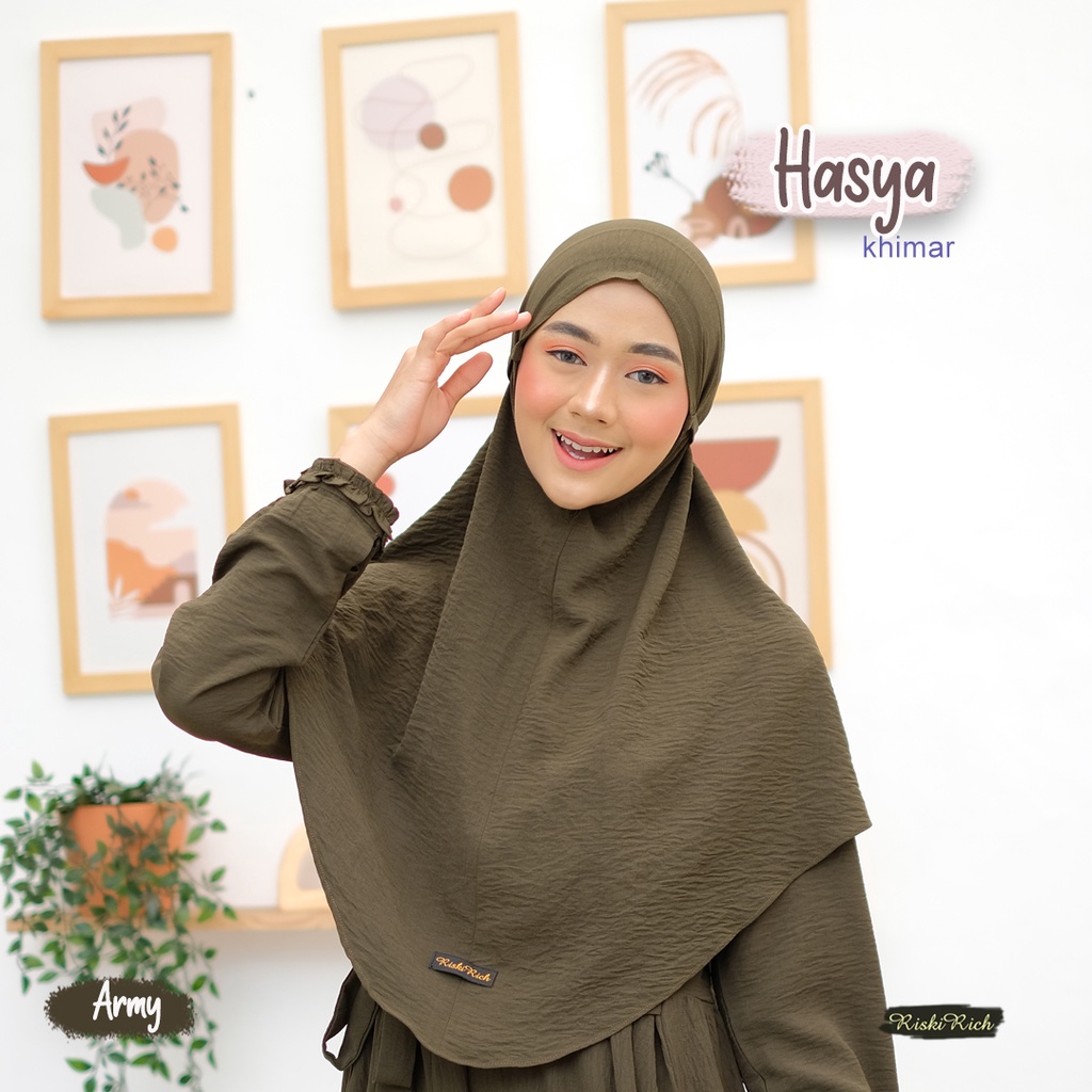 Riskirich Hasya Khimar Jilbab Bergo Uk Standar dan Jumbo Bahan Airflow Crinkle Premium