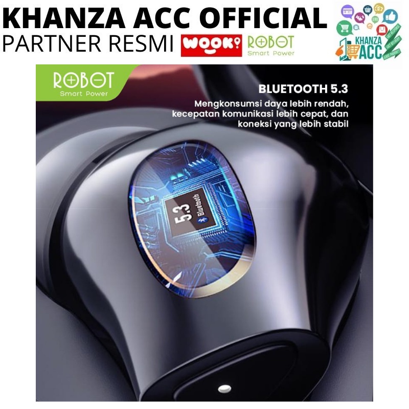 KHANZAACC ROBOT T30 Earphone Bluetooth Airbuds Earphone True Wireless Earbuds Headset