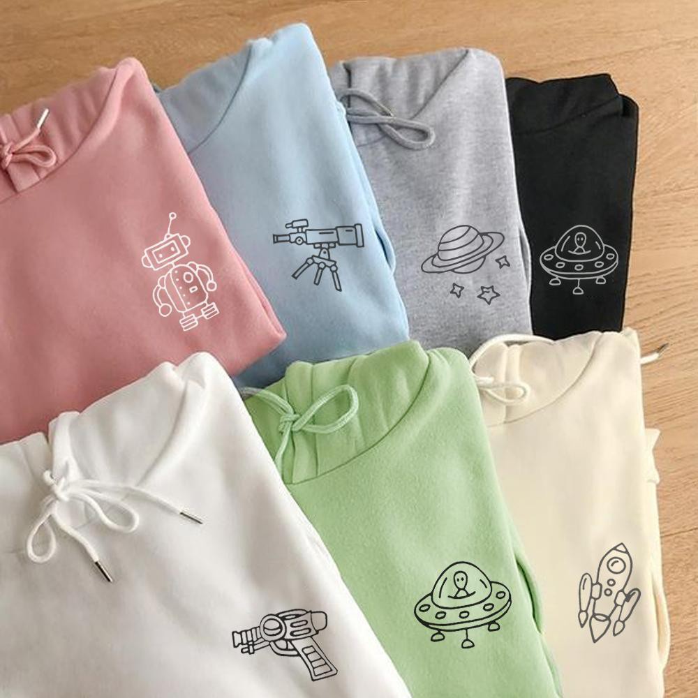 HOODIE UNISEX CASUAL SPACE LINE ART FLEECE TEBAL MURAH TERBARU'