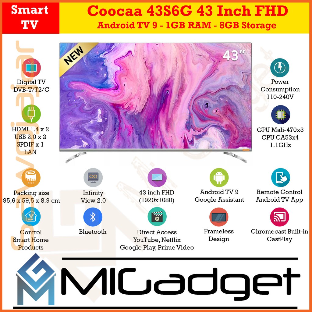 COOCAA 43S6G LED TV 43 inch ANDROID SMART TV Full HD