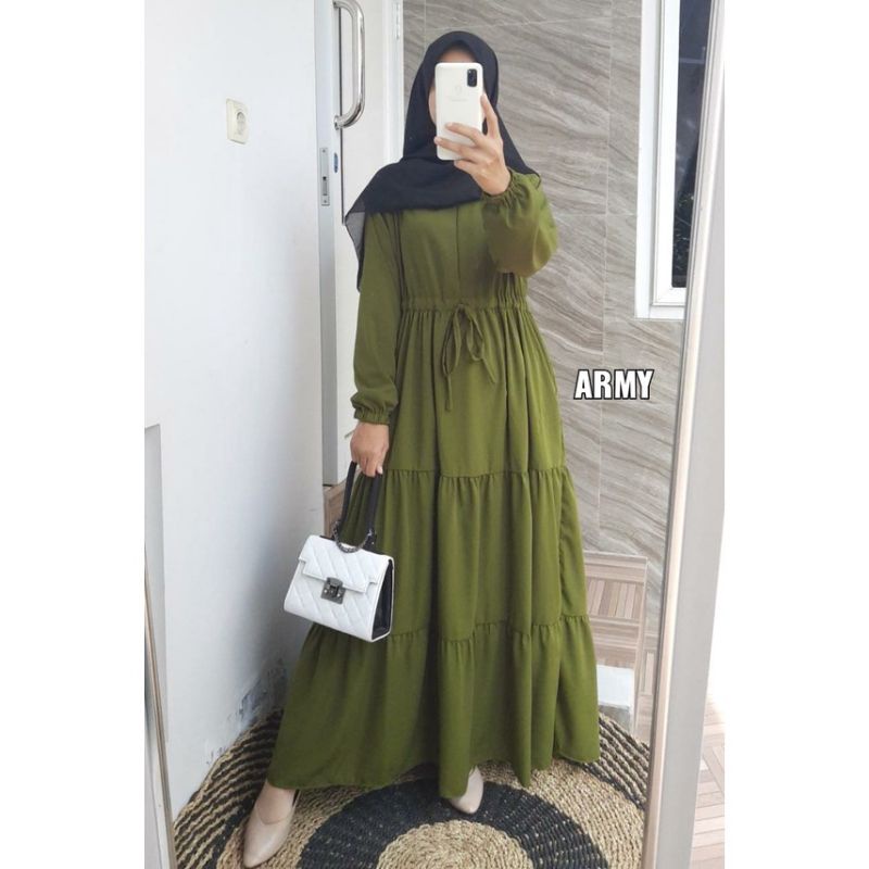 Dress Remaja terbaru/terlaris/termurah(Gamis wanita terbaru serut susun)bahan CRINKEL AIRFLOW