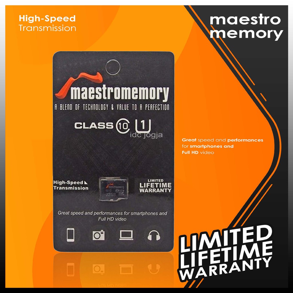 Micro SD Maestromemory UHS 1 Class 10 8GB, 16GB, 32GB, 64GB