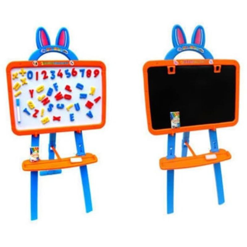 LEARNING EASEL 3 in 1 MAGNET - PAPAN TULIS ANAK MAGNETIC DUA SISI WHITEBOARD BLACKBOARD HITAM PUTIH