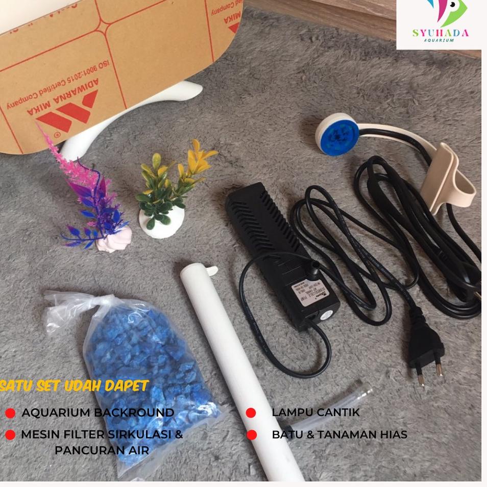 CAG.26Au22ν ▫ 1 SET AQUARIUM MINI AKRILIK PIPA PVC POMPA AERATOR DAN LAMPU LED HIASAN RUMAH 002