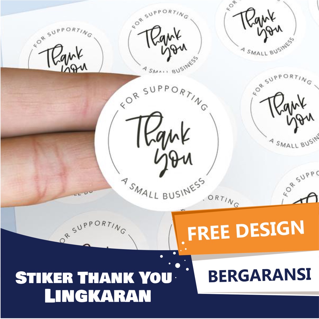 

Print Cetak Stiker Label Thank You / Terimakasih Olshop Sticker Chromo / Bontax Lingkaran / Bulat Plus Cutting Langsung Tempel - Kiss Cut