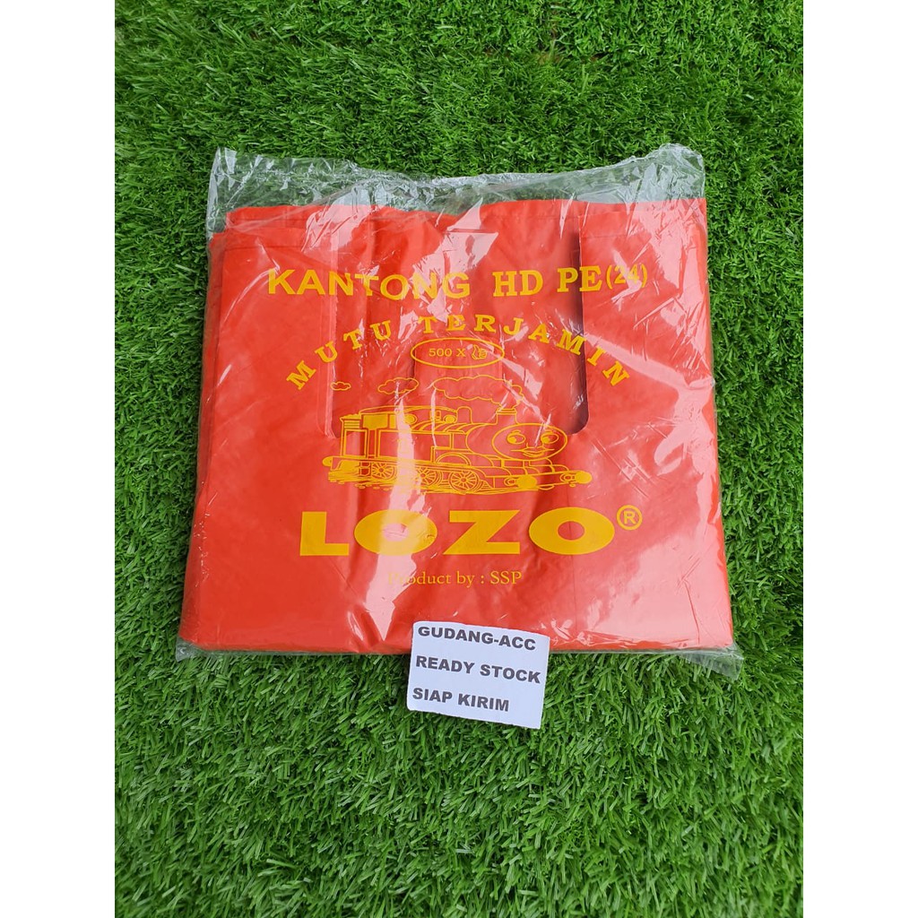 KANTONG Kresek Bahan Plastik Merek LOZO Loco Tebal Merah Ukuran 17 24 28 35 40 CM Merah