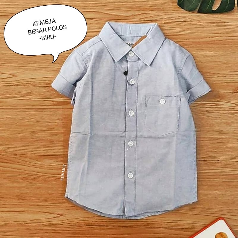 Kemeja Anak Laki - Laki Lengan Pendek Usia 1-8 Tahun Motif Polos