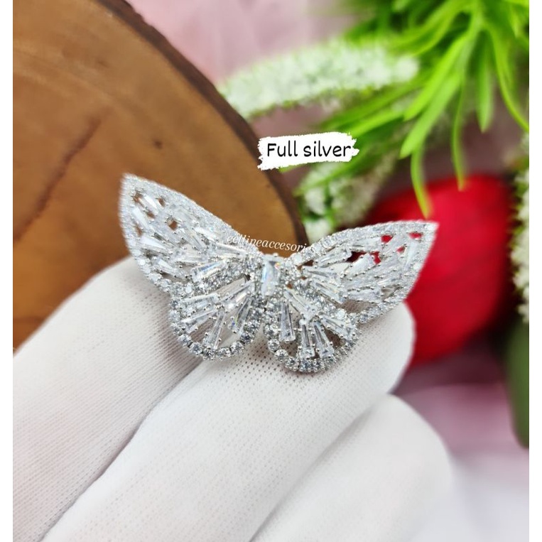 BROS KUPUKUPU | BROS SWAROSKI KUPU KUPU | BROS HIJAB | BROS JILBAB | BROS ZIRCON | BROS DAGU-Full silver