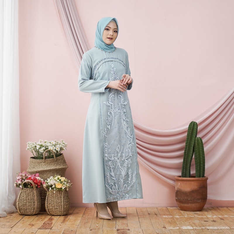 Gamis 9308 maxi dewasa brukat tile payet mewah seragam