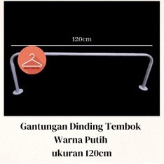 Gantungan Baju Coating Tempel Ke Dinding FULL COATING ANTI KARAT 00789/ GANTUNGAN BAJU TEMPEL DI TEMBOK ukuran 120 cm + FREE BAUT DAN FISHER/ Gantungan Baju Tembok COATING/ Gawang Baju Tempel Kedinding (ukuran 120cm)