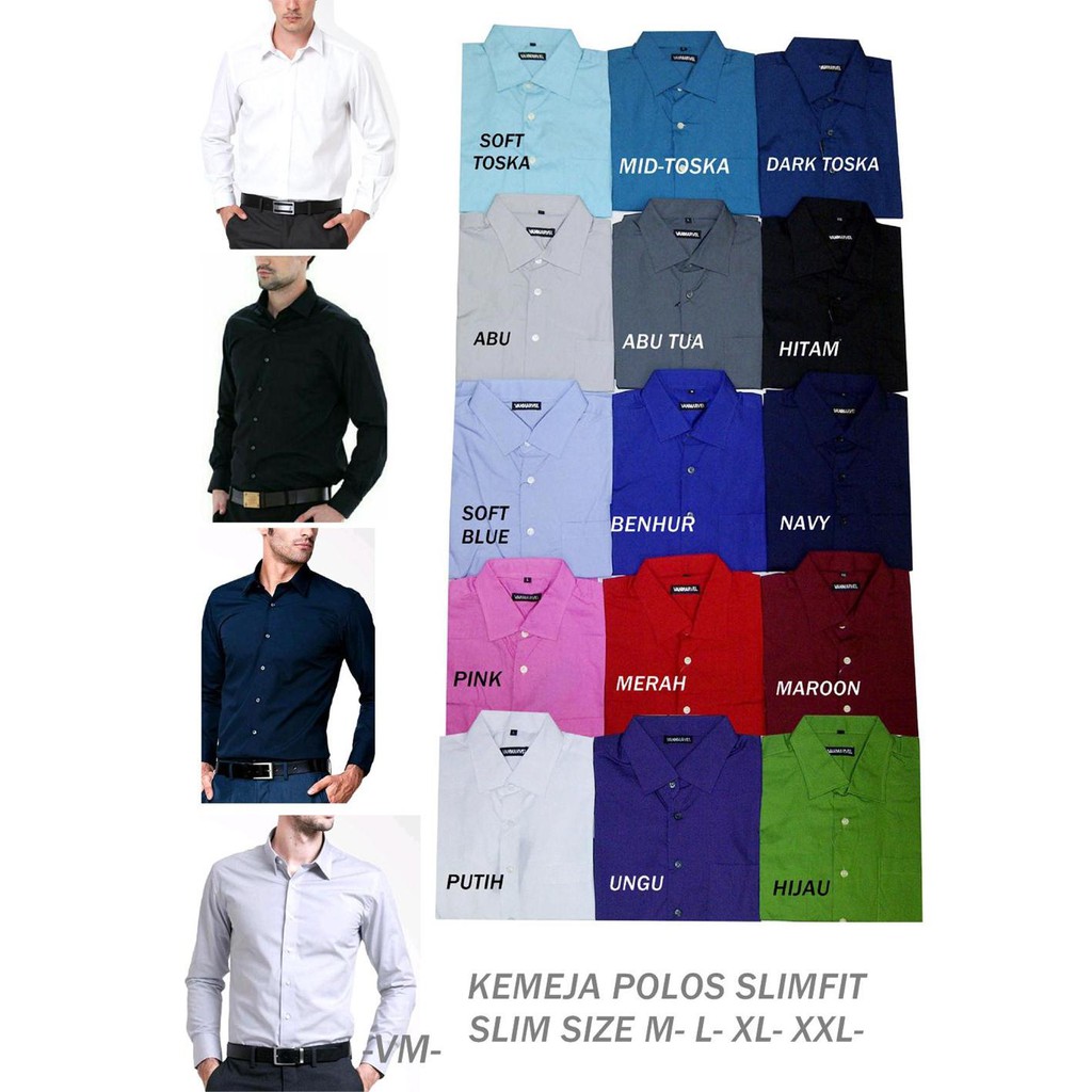 Dijual KEMEJA PRIA POLOS PANJANG SLIMFIT   LONG SLEEVE SHIRT SLIM MANLY CASUAL Limited