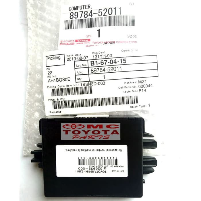 Modul Computer Remote Control / Immobilizer Code Yaris 89784-52011
