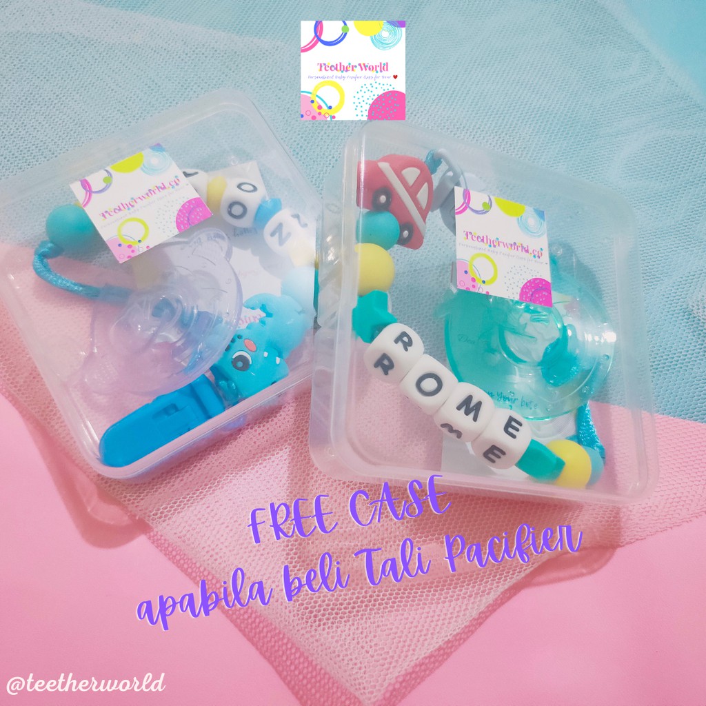 (PROMO FREE CASE) Pacifier Clips / Tali Dot / Tali Empeng Lucu Custom Nama Teetherworld-4