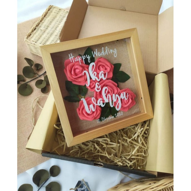 (ANTI PECAH) PREMIUM FRAME 3D/FLOWER IN FRAME / KADO WISUDA / KADO ANNIVERSARY / KADO WEDDING / LED 