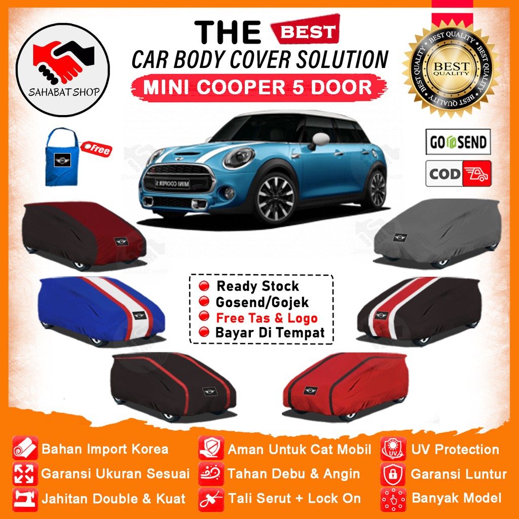 Sahabat Body Cover Mobil Mini Cooper 5 Door / Sarung Penutup Mini 5 Door Outdoor / Tutup Pelindung Selimut Mantel Mantol Jas Kerudung Kerodong Kelambu Tutupan Bungkus Terpal Pembungkus Mobil Mini Cooper 5 Door Waterproof Anti Air Model Orange