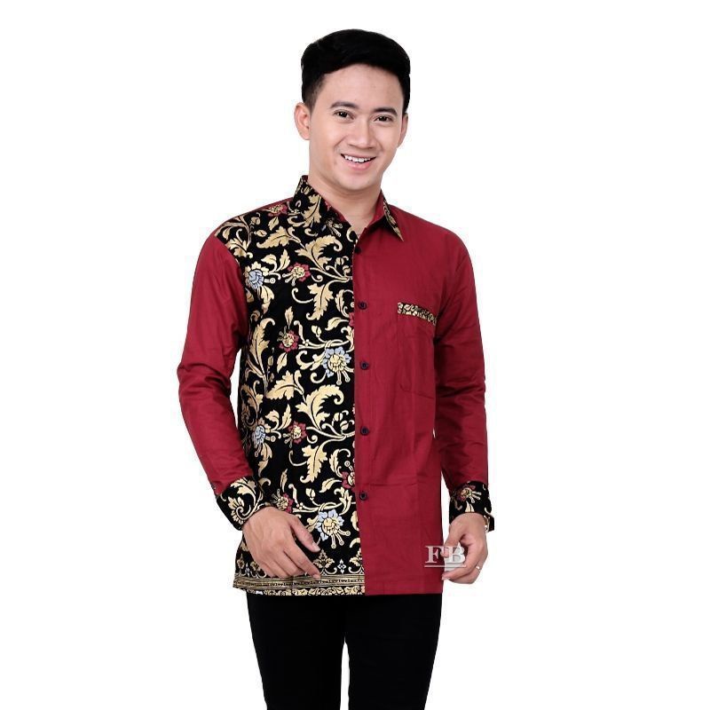 Kemeja Batik Pria Modern Lengan Panjang Casual Modis Slim Fit Trendi Masa Kini