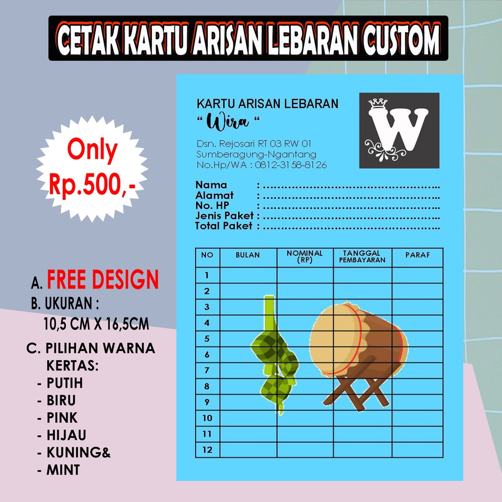 

KARTU ARISAN LEBARAN/ARISAN HARI RAYA BULANAN/KARTU TABUNGAN HARI RAYA/KARTU TABUNGAN LEBARAN