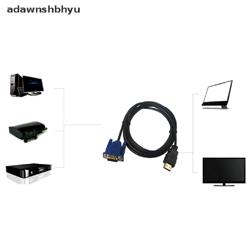 [adawnshbhyu] Kabel Adapter Konverter Video HDMI Male to VGA Male Untuk PC DVD 1080p HDTV 6FT