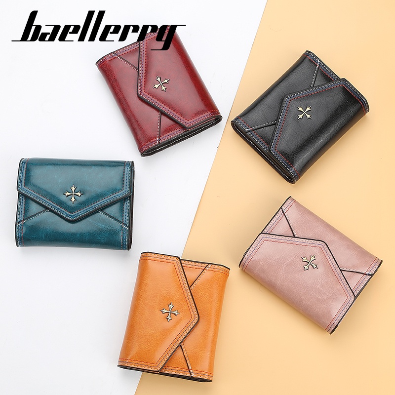 BAELLERRY N1633 Dompet Wanita Kecil Dompet Pendek Lipat Dompet Kartu Wanita Bahan Kulit PU Leather Premium WATCHKITE WKOS