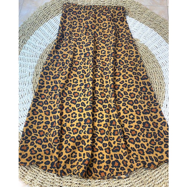 SKIRT SHAKILA A-LINE/ROK SERUT SHAKILA PREMIUM.Flare A-line.korean stlye. pakaian wanita fashion modis terupdate-ROK LEOPARD BROWN