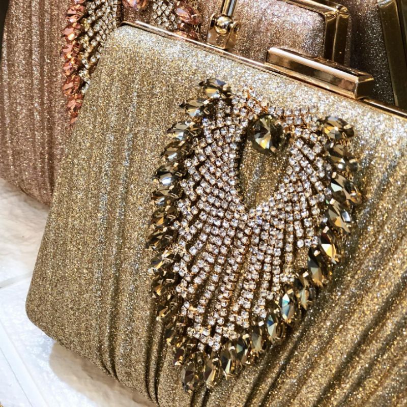 Tas Pesta LILIAN Embellished Crystal Box Clutch