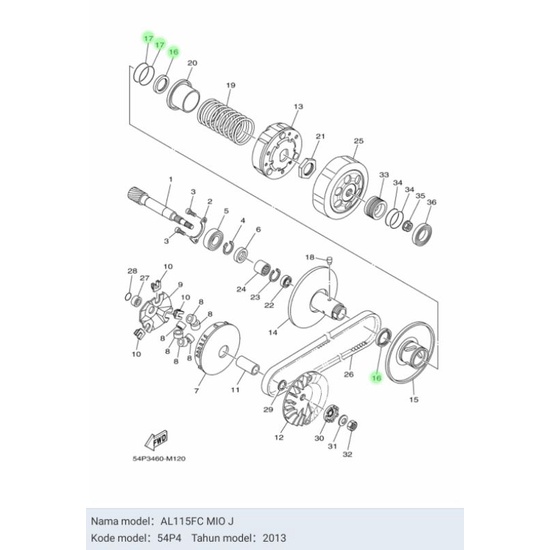 SIL SEAL DAN ORING PULLY PULI MIO J  XRIDE 115 ASLI ORI YAMAHA 54P E7465 00 (1 PCS) &amp; 54P E7465 10 (1 PCS)