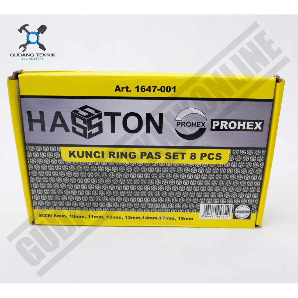 Kunci Ring Pas 1 SET HASSTON PROHEX 8 Pcs  - Combination Wrench 8pcs size 8 - 19mm 1647-001