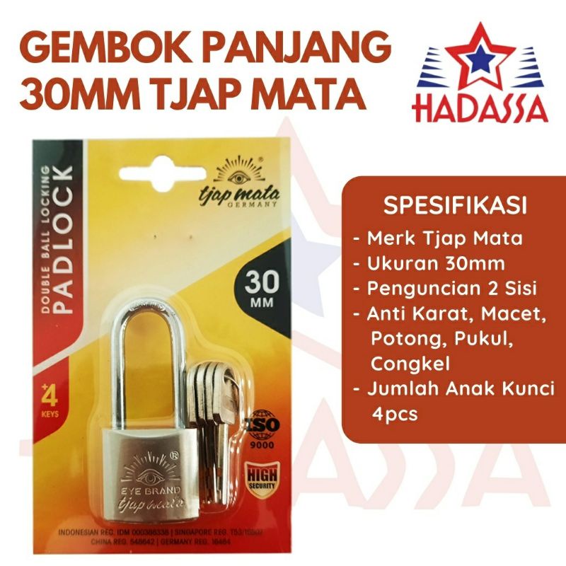 Gembok Panjang 30mm Tjap Mata
