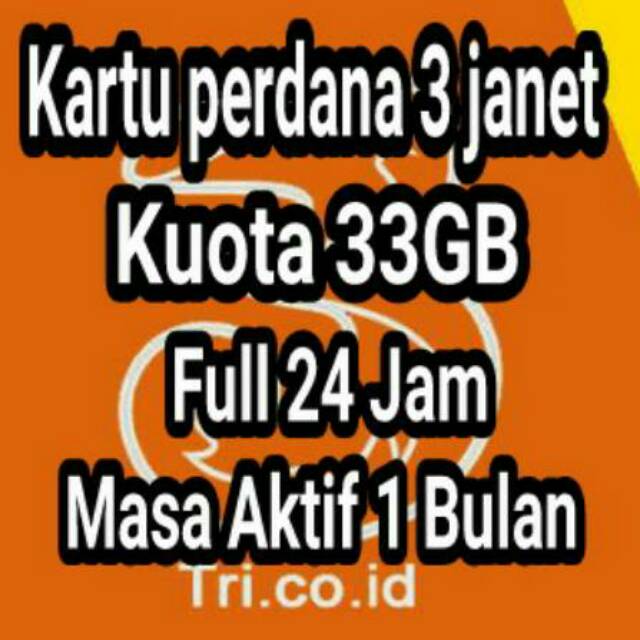Kuota internet 3 tri three 30GB 24jam 1bulan - kartu perdana 3 three - paketan internet 3 three
