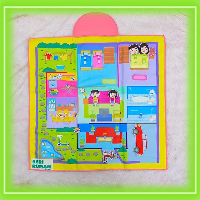 Playmat Anak Bayi Lipat Premium Tebal 1 Cm Karpet Matras !!! MOTIF RUMAH