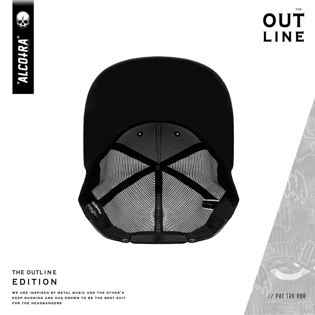 TRK RBR SKULL L / TRUCKER / TOPI JARING HITAM LOGO LABEL KARET