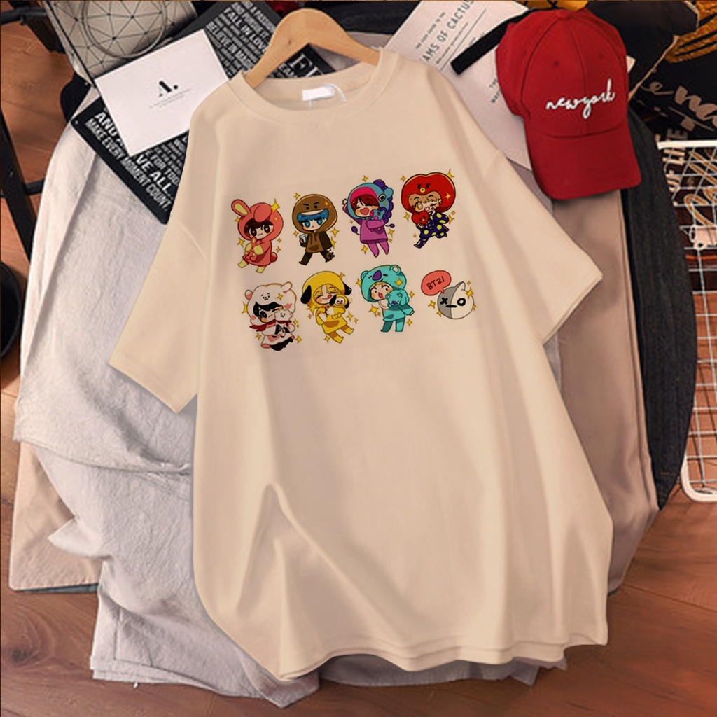 CALVIERO SHOP - BAJU KAOS WANITA DEWASA PRINT CASUAL BT21 TINYTAN