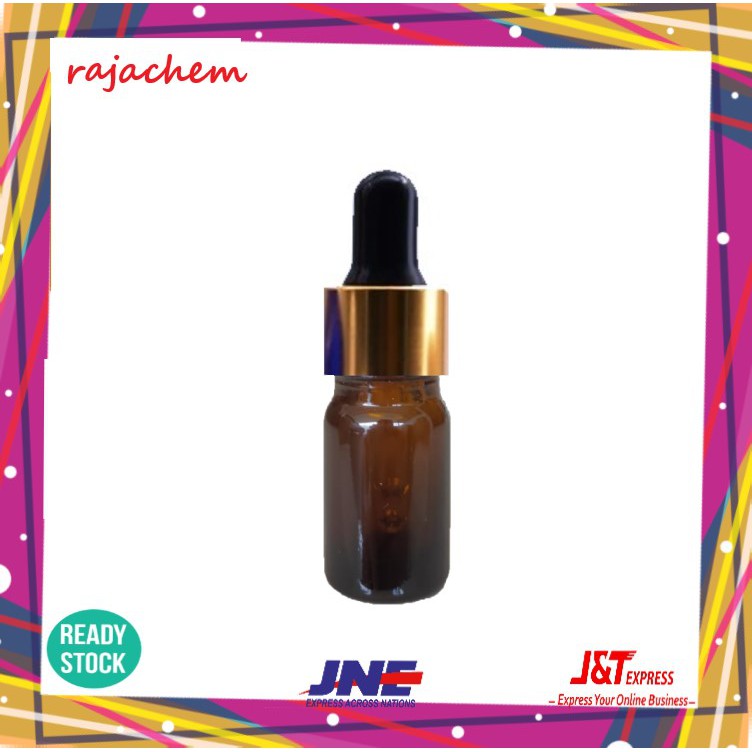 Botol Pipet Kaca Amber 5 ml Coklat Tebal Ring Gold