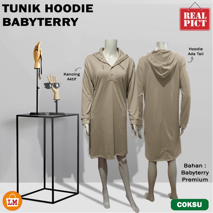 Baju Atasan Wanita TUNIK HOODIE BABYTERRY Jumbo All Size Fit to XL LMS 29057