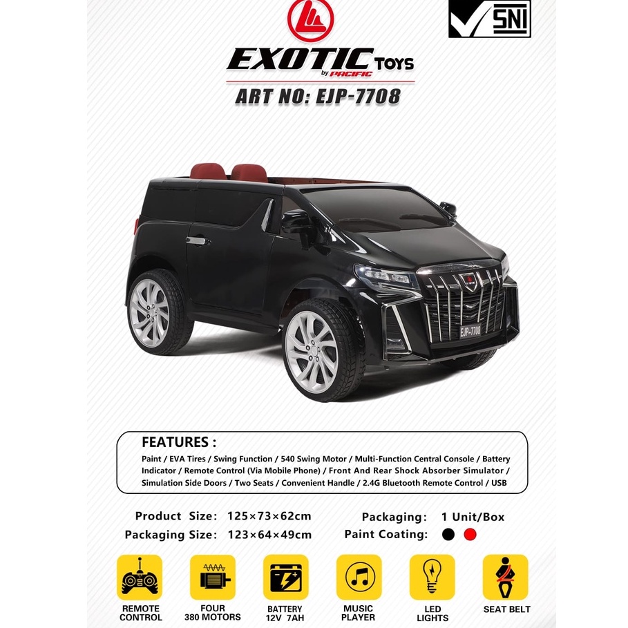 Mobil Aki Anak Exotic EJP7708 Battery 12V 7Ah Remote Control Ban Eva