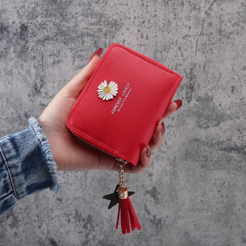 Dompet Mini Wanita Dompet Koin &amp; Kartu Wanita Motif Bunga daisy Import Real pict