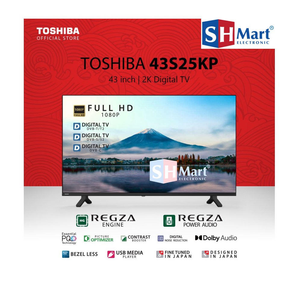 TV TOSHIBA 43 INCH DIGITAL DAN ANDROID TV 43S25KP 43V35KP FREE BRACKET GARANSI RESMI TOSHIBA (MEDAN)