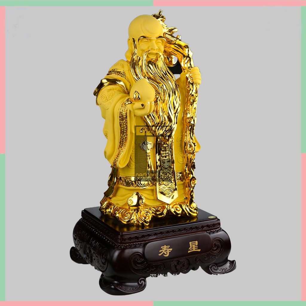 Pajangan Patung Dekorasi Fengshui Puja Suci Dewa Dewi Fulushou Fuk Luk Sau Fu Lu Shou Sanxing Sansing Tiga 3 Bintang Hoki Lucky Keberuntungan Rejeki Uang Emas Gold Meja Altar Sembahyang Sembayang Doa Budha Buddha 1 Satu Set Ukuran Besar Large XXL 2XL Size