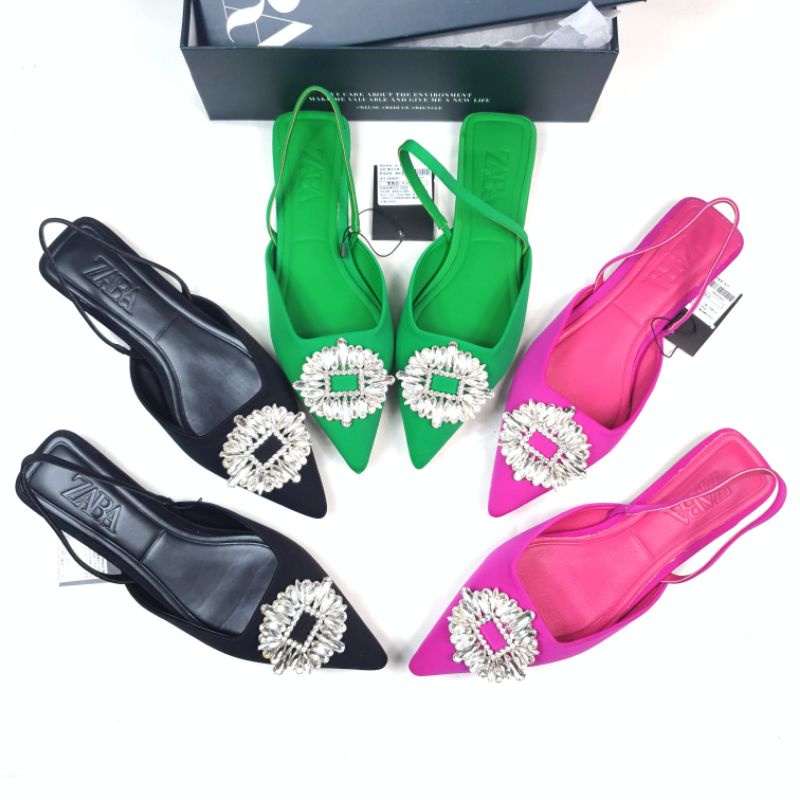 ZR Shimmery Slingback Flat Shoes 6061