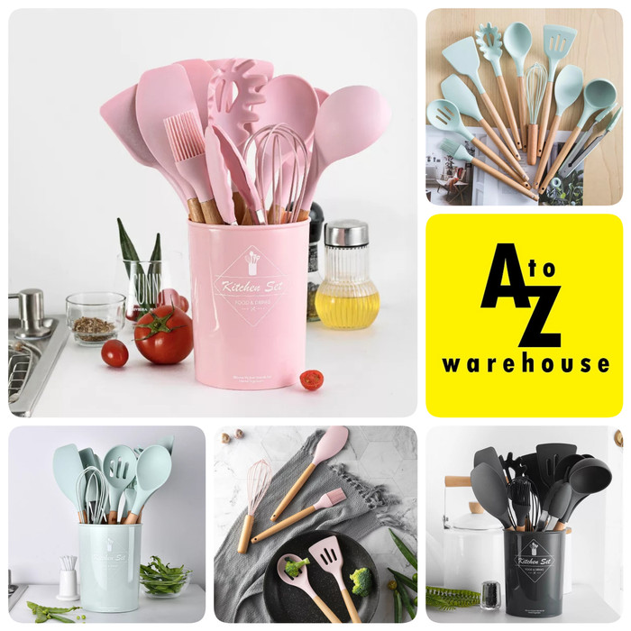 PROMO SILIKON UTENSIL PERALATAN MASAK SILICONE UTENSIL SET 11 PCS SUTIL - HITAM