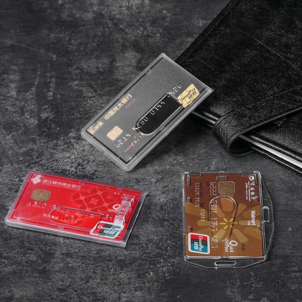 R-flower 1pc Holder Kartu Kerja Plastik Keras Baru ID Bisnis Case Pelindung Cover Multi use Badge Card Sleeve