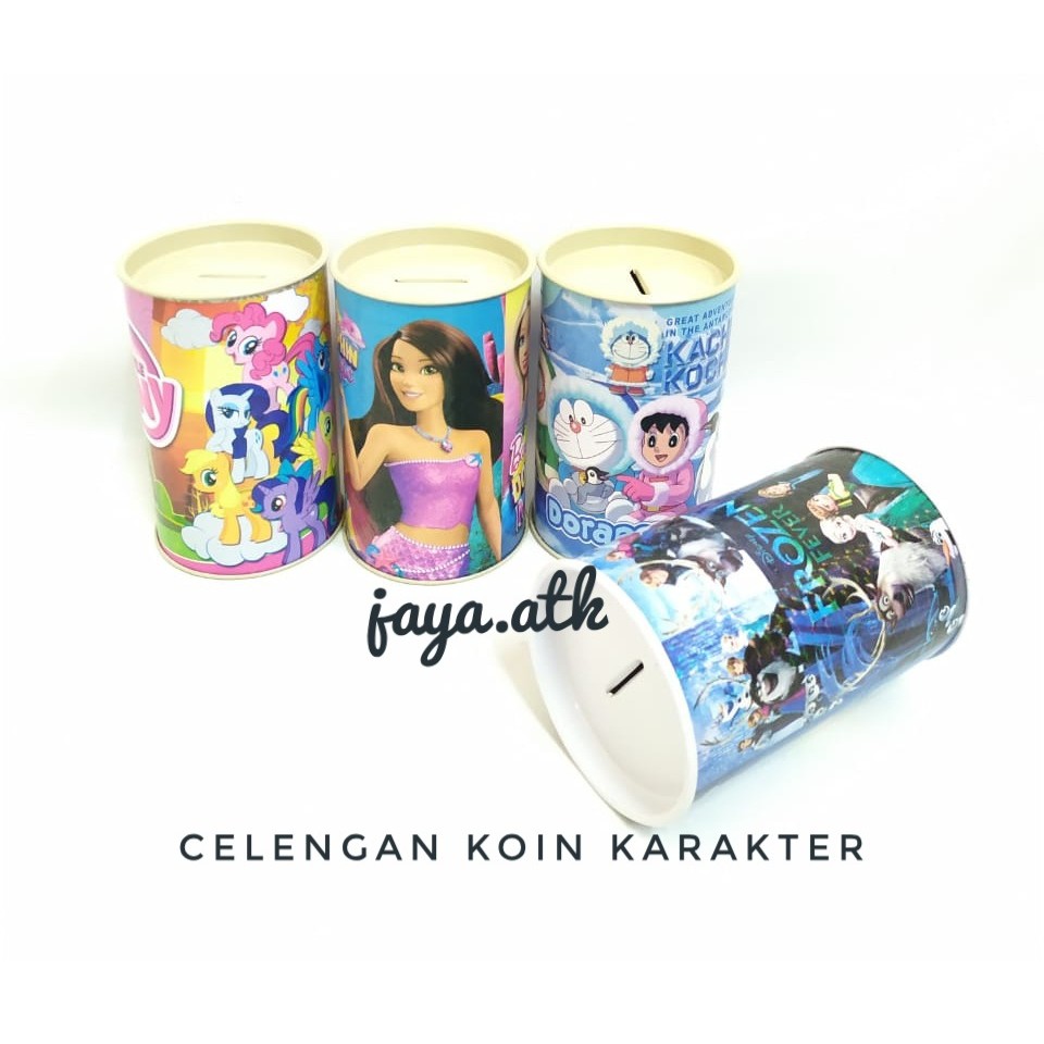 SOUVENIR CELENGAN KALENG KARAKTER MURAH CELENGAN KOIN TABUNG PIGGY BANK KARAKTER ANAK