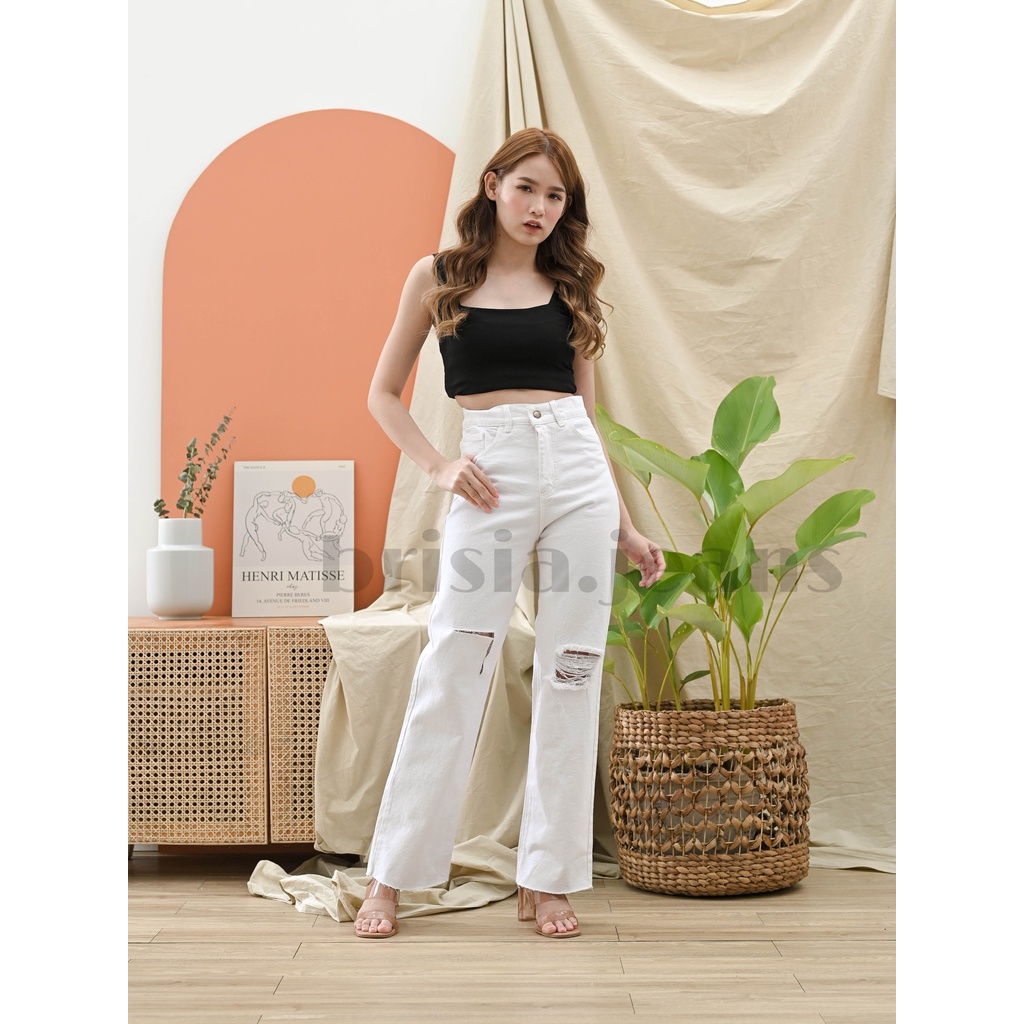 [SIZE 27-30] DAMI Ripped Boyfriend Jeans  - White / Bigsize Boyfriend Jeans