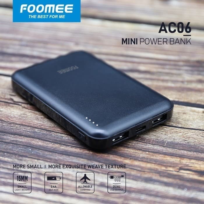 NA - Powerbank Slim 6600 mAh Foomee Dual USB 2.4A - Power Bank ac06s