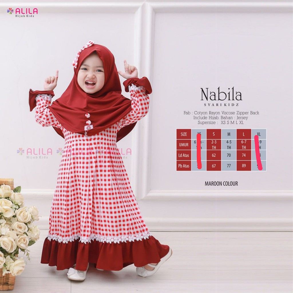 Terlaris terbaru Nabila syari kidz fashion anak peremuam muslim lucu jilbab jersey