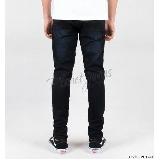 Celana jeans panjang skinny pria black washed Denim skiny warna Deep Navy Cowok PUL41
