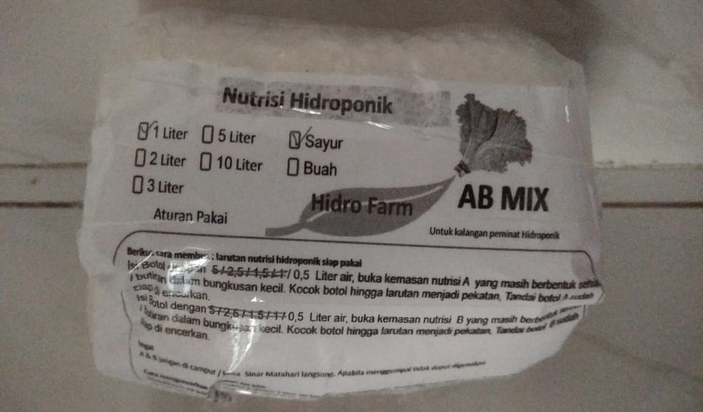 Nutrisi Abmix Ab - Mix Sayur Untuk Pekatan 1 Liter Kemasan Serbuk Hidro Farm Hidroponik
