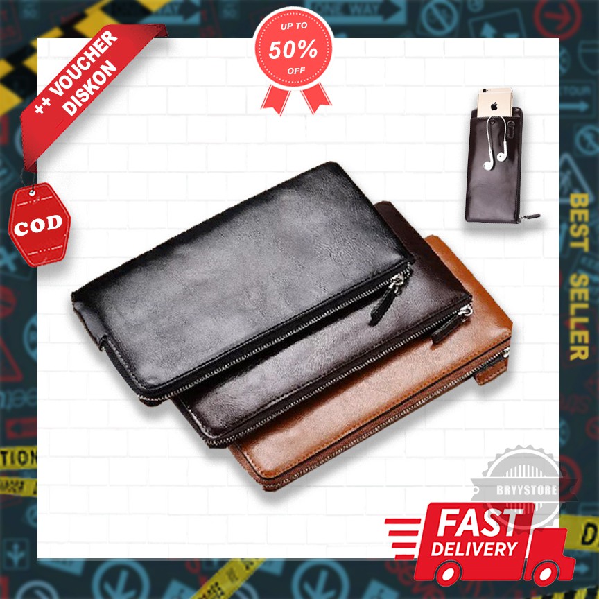 Dompet kulit panjang Dompet Kulit asli pria Wanita Ada Tali dan Slot Hp import