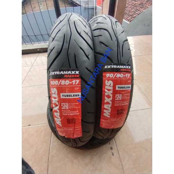 Paket Ban Maxxis Ring 17 Ukuran 90/80-17 + 100/80-17 Extramax Sepasang