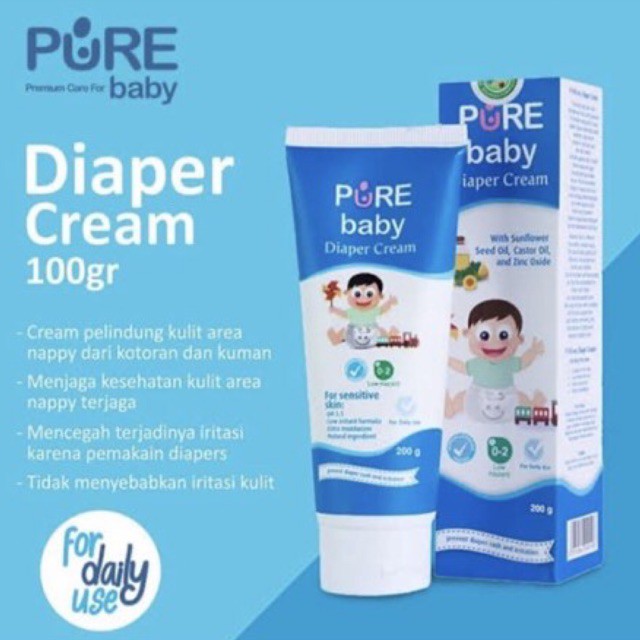 Pure Baby Diaper Cream 200gr - Krim Pencegah Iritasi dan Ruam Popok pada Bayi